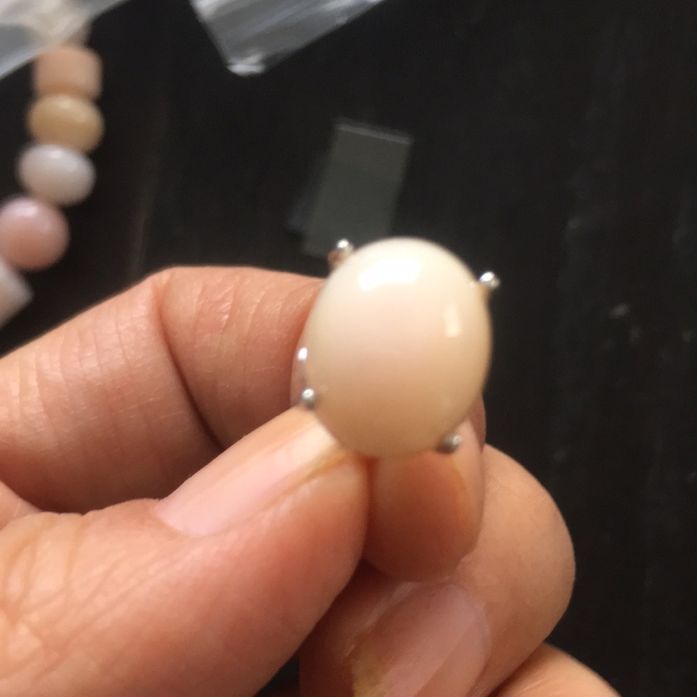 Pink Opal stone earrings .925 sterling silver NEW